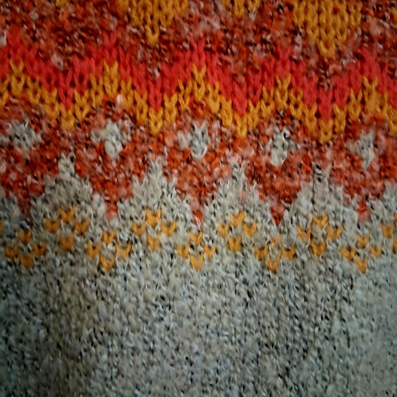 Sincerely Jules Vibrant Orange and Gray Sweater Boho Style Over Sized Sweater - Picture 5 of 5